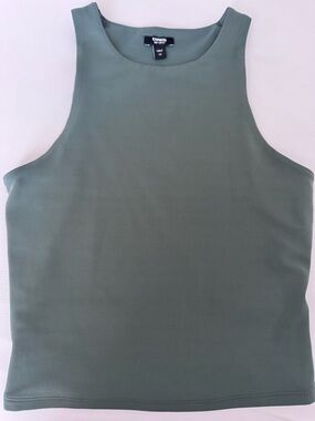 Express Olive High-Neck body contour Crop Tank Top